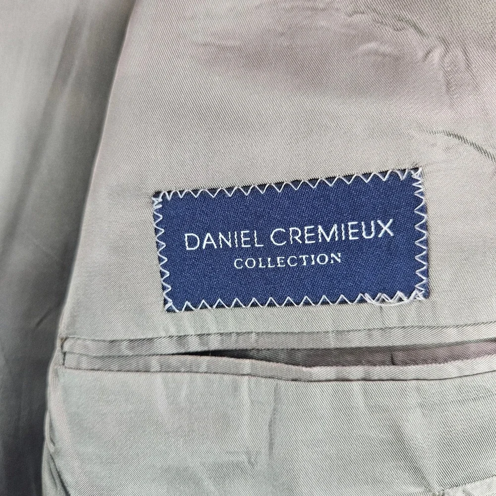 Daniel Cremieux Loro Piana Mens 2pcs Suit 44L 38x30 Pants Grey Plaid Wool 2 Bttn